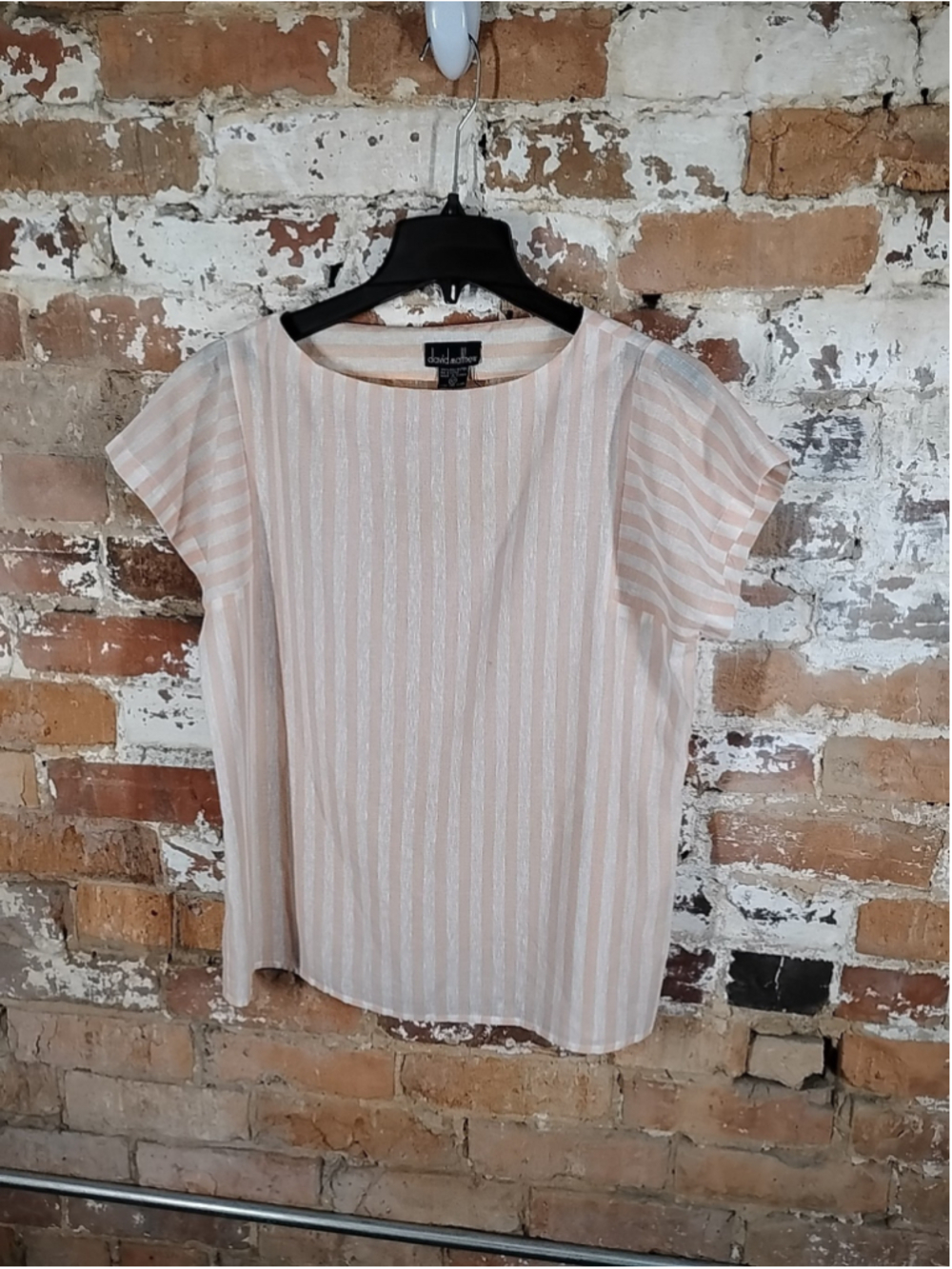VTG 80's David Matthew Blouse Size 12‎ Striped High Neckline Pleated